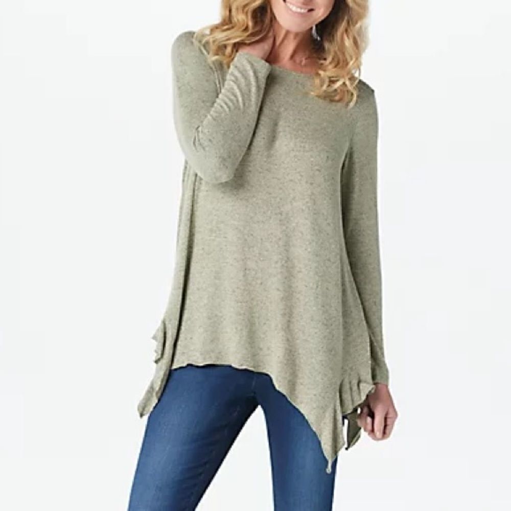 Belle by Kim Gravel Drama Hem Brushed Knit Top